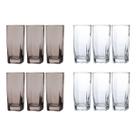 Copos de Vidro 320ml Jogo 6 Transparente 6 Cinza Texas Agua