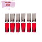 Copos de Vidro 320ml Jogo 6 Vermelho 6 Cinza Texas Agua