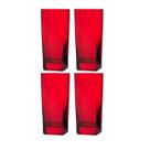 Copos de Vidro 320ml Vermelho Texas Agua Suco 4 Unidades