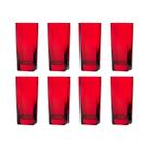 Copos de Vidro 320ml Vermelho Texas Agua Suco 8 Unidades