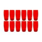 Copos de Vidro 370ml Vermelho Florida Agua Suco Vinho 12 Un