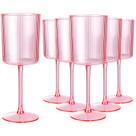 Copos de vinho Ciaell Plastic com nervuras 300 ml rosa 12 unidades