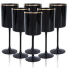 Copos de vinho descartáveis Ciaell, 10 onças, plástico preto, pacote com 12