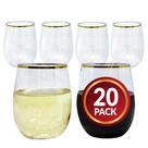 Copos de vinho descartáveis Reli. 350 ml Gold-Rim (pacote com 20) Copos de vinho descartáveis Reli. 350 ml Gold-Rim (pacote com 20)