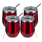 Copos de vinho MEWAY 350mL, pacote com 4 copos de aço inoxidável