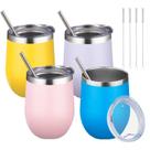 Copos de vinho YEBTS Life 350mL, pacote com 4 copos de aço inoxidável