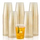Copos descartáveis I00000 200 unidades de 300 ml de plástico dourado com glitter