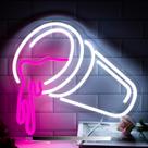 Copos duplos Neon Sign Moodlion Rosa LED 38x32 cm