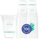 Copos frios reaproveitos, 100% transparentes à base de plantas, 480 ml, 100 unidades