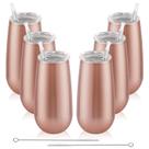 Copos isolados de champanhe Lifecapido 180 ml, pacote com 6 unidades, ouro rosa