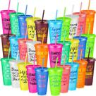 Copos para bebidas Uiifan, 30 unidades, conjunto motivacional colorido de 24 onças