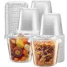Copos para porções de plástico, descartáveis elegantes, 150 ml com tampas x200 Copos para porções de plástico, descartáveis elegantes, 150 ml com tampas x200