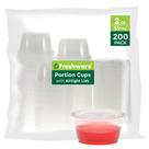 Copos para porções de plástico Freshware 60 ml com tampas, 200 conjuntos