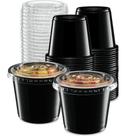 Copos para porções, descartáveis elegantes, 5 onças, pretos, 100 conjuntos com tampas Copos para porções, descartáveis elegantes, 5 onças, pretos, 100 conjuntos com tampas