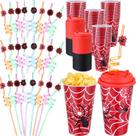 Copos Party Favors Maxcheck Spider de 480 ml com tampas e canudos x24 Copos Party Favors Maxcheck Spider de 480 ml com tampas e canudos x24