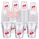 Copos plásticos descartáveis Sliner Coquette 470mL 50 unidades com canudo