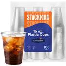 Copos plásticos descartáveis Stack Man Crystal Clear 473 ml, pacote com 100