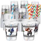 Copos plásticos descartáveis Teenyyou 350 ml com canudos, tampas de 50 unidades