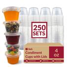 Copos Portion Copos Reli. 120 ml com tampas, 250 conjuntos de plástico transparente