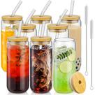 Copos SENTVEND 600mL com tampas de bambu e canudo de vidro