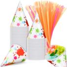 Copos Snow Cone Boao 100 peças e canudos de colher 130 ml