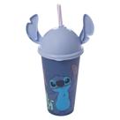 Copos Stitch e Angel 500ml Com Tampa Ludica Canudo Orelhinha para Refri Bpa Free Disney Lembrancinha Festa