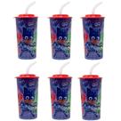 Copos Zak Designs PJ Masks reutilizáveis 473 ml com tampas e canudos x6 Copos Zak Designs PJ Masks reutilizáveis 473 ml com tampas e canudos x6