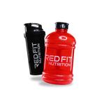 Coqueteleira Shaker Preto 600ml Galão Vermelho 1,8L - Red Fit Nutrition