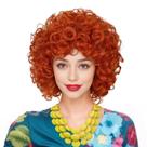 Cor da peruca: fundo, curta, fofa, encaracolada, laranja, vermelho, cosplay, Halloween