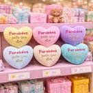 Coração de Pelúcia Parabéns Aniversario Dia das mulheres 15cm Decoração cestas