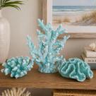 Coral Azul Enfeite Aquário Casa Praia Mar Náutico Kit 3pçs Coral Azul Enfeite Aquário Casa Praia Mar Náutico Kit 3pçs