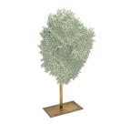 Coral de Mesa em Resina Verde Design Leque com Suporte Metal