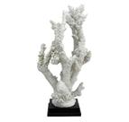 Coral Decorativo Alto 83cm Branco Base Preta Design Relevos Coral Decorativo Alto 83cm Branco Base Preta Design Relevos