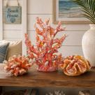 Coral Laranja Enfeite Casa De Praia Náutico Aquário Kit 3pçs