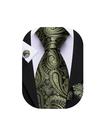 Corbata Barry.Wang 160 cm Verde Oliva Negro con diseño Paisley - Set