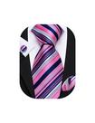 Corbata Barry.Wang de Seda con Rayas Rosa y Azul Marino, Set 150 cm Corbata Barry.Wang de Seda con Rayas Rosa y Azul Marino, Set 150 cm