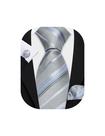 Corbata Barry.Wang Gris Plata a Rayas de Seda Set 150x8.5cm Corbata Barry.Wang Gris Plata a Rayas de Seda Set 150x8.5cm