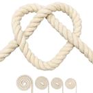 Corda de algodão FOSER, cordão de macramê torcido de 3 fios (bege, 12 mm)