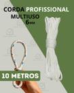 Corda Multiúso Force Branco Trançada 6mm Poliéster 10 Metros Corda Multiúso Force Branco Trançada 6mm Poliéster 10 Metros