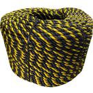 Corda Polietileno Torcida 12mm Amarelo/Preto 100m Plasmodia