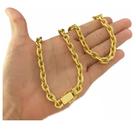 Cordão 10mm Cadeado Banhado A Ouro 18k Luxo Cordão 10mm Cadeado Banhado A Ouro 18k Luxo