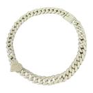 Cordão 10mm Cravejado Coração Feminino - Banhado a Prata 925