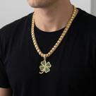 Cordão 10mm Dubai + Pingente Trevo da Sorte - Banhado a ouro