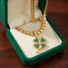 Cordão 10mm Dubai + Pingente Trevo da Sorte - Banhado a ouro