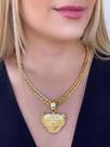 Cordão 10mm Grumet Feminino + Pingente Banhado A Ouro 18k