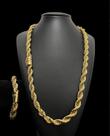 Cordão 10mm + Pulseira Baiano Banhado A Ouro 18k Luxo