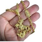 Cordão 4mm Cadeado + Pingente São Jorge - Banhado a ouro