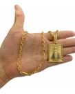 Cordão 5mm Cadeado + Pingente Nossa Senhora Banhado A Ouro