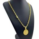 Cordão 6mm Cadeado + Pingente Nossa Senhora - Banhado a ouro