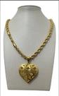 Cordão 8mm Baiano + Pingente Coração Feminino Banhado Ouro